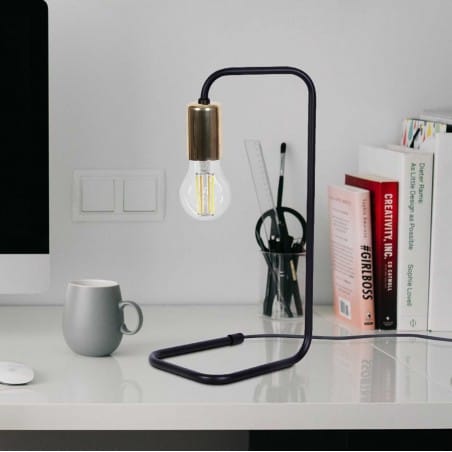 Nowoczesna minimalistyczna lampa stołowa bez klosza Kuga metal