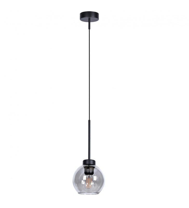 Lampa wisząca Aldar 15cm klosz grafitowa transparentna kula czarne zawieszenie do salonu sypialni kuchni jadalni
