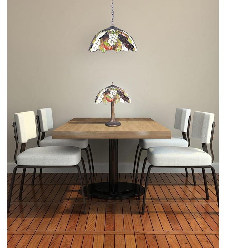 Lampa wisząca Farina witrażowa kolorowa klosz jak jesienne liście do kuchni jadalni nad stół do salonu sypialni