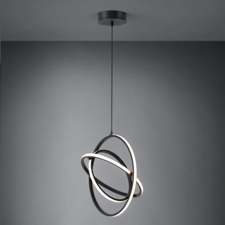 Lampa wisząca do salonu Retornio LED czarna 3 ruchome pierścienie