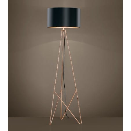 Stylowa lampa stojąca Camporale oryginalna miedziana druciana podstawa czarno miedziany abażur do sypialni salonu jadalni