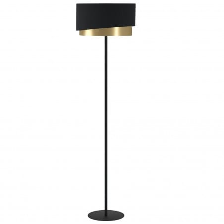 Lampa stojąca Manderline czarna abażur czarny z mosiądzem do salonu sypialni