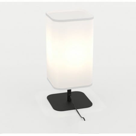 Lampa nocna stołowa Guerima czarna metalowa podstawa biały wysoki abażur