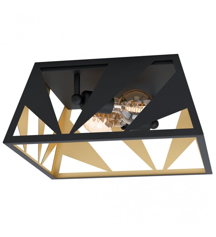 Metalowy czarno złoty plafon Tabloncito klosz trapez do salonu kuchni sypialni na przedpokój 2xE27