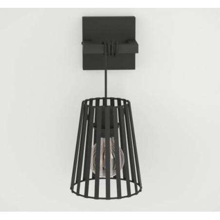 Czarna industrialna lampa ścienna Bogota metal 1xE27 ażurowy klosz Eglo - OD RĘKI