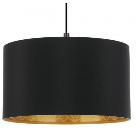 Lampa wisząca Zaragoza 38cm czarna abażur wnętrze złote z geometrycznym dekorem