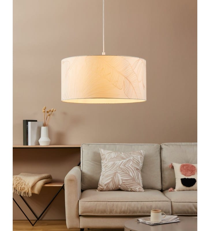 Lampa wisząca Bucamaranga 53cm biały abażur ze złotym wzorem boho do sypialni salonu