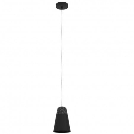 Lampa wisząca Canterras czarna pojedyncza metal klosz z dekoracyjnym elementem z lastryko 1xE27 Eglo