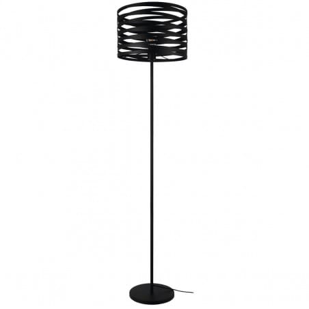 Lampa podłogowa Cremella czarna z metalu klosz ażurowy