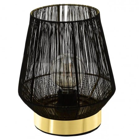 Niska lampa stołowa Escandidos czarna z mosiężną podstawą metal 1xE27