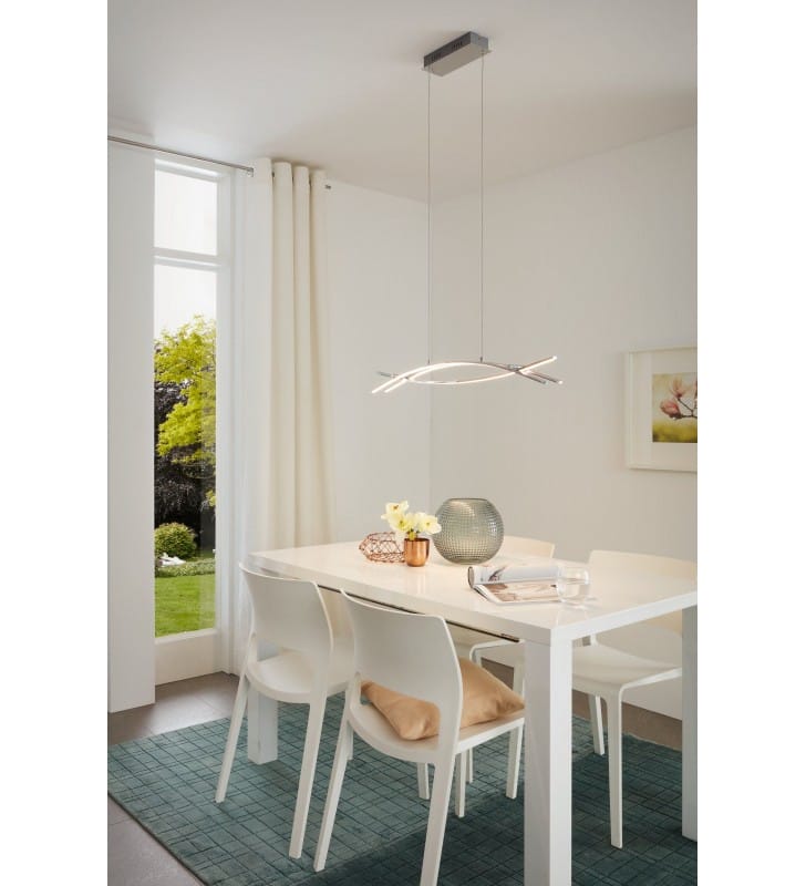 Elegancka nowoczesna lampa wisząca Nevado LED do salonu biura lub jadalni wykończona w chromie