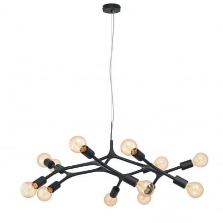 Duża nowoczesna czarna lampa wisząca Bocadella do salonu nad duży stół kształt organiczny 12xE27
