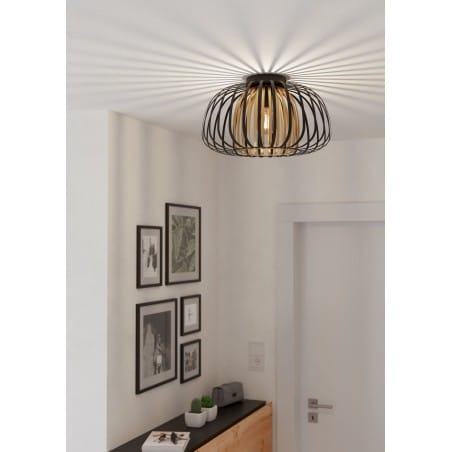 Lampa sufitowa Encinitos czarno złota z metalowych pasków do przedpokoju salonu sypialni kuchni