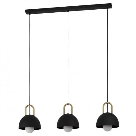 Lampa wisząca Calmanera 3 czarne klosze z mosiężnym wykończeniem metal nad stół wyspę elegancka 3xE27