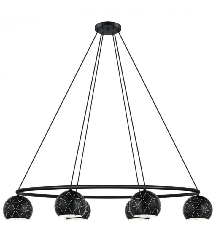 Lampa wisząca Cantallop czarna obręcz z 6 kulami nad stół do jadalni do salonu sypialni 6xE14