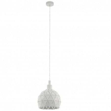 Biała mała metalowa kula lampa wisząca Roccaforte 17cm geometryczne wycięcia 1xE14