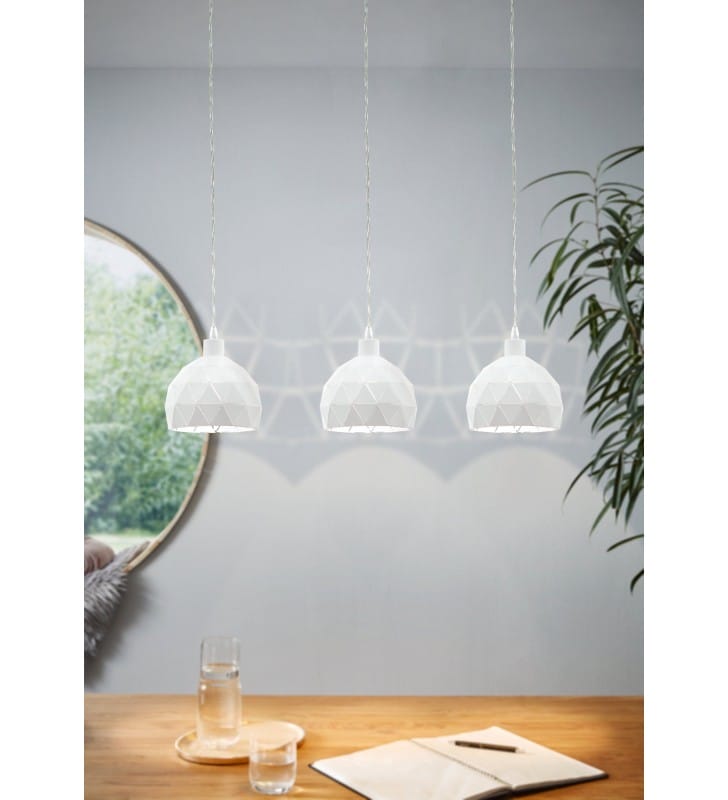 3 zwisowa biała nowoczesna lampa wisząca Roccaforte do salonu sypialni jadalni kuchni nad stół wyspę kuchenną