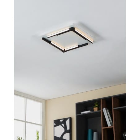 Plafon kwadratowy Zampote LED biało czarnym 38cm 3 stopniowy ściemniacz