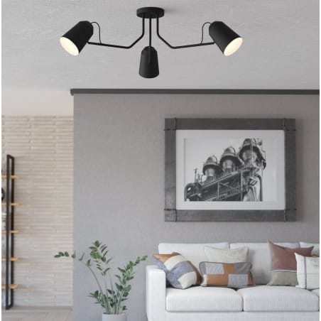 Loftowa czarna lampa sufitowa żyrandol Loreto metal 3 pkt do salonu 900188 Eglo