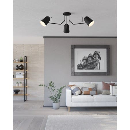 Loftowa czarna lampa sufitowa żyrandol Loreto metal 3 pkt do salonu 900188 Eglo
