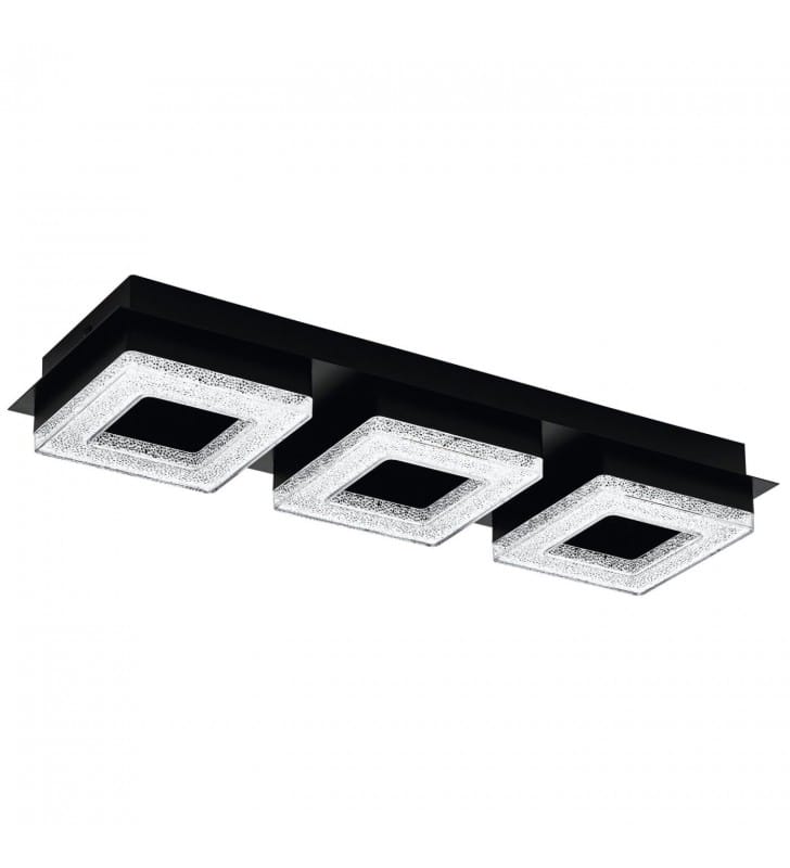 Czarny prostokątny plafon Fradelo1 plastikowe kryształki ciepła barwa światła LED