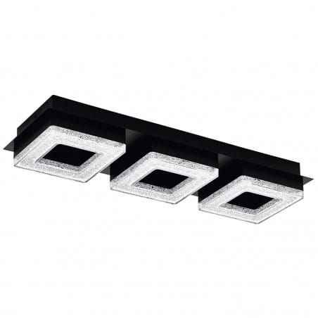 Czarny prostokątny plafon Fradelo1 plastikowe kryształki ciepła barwa światła LED