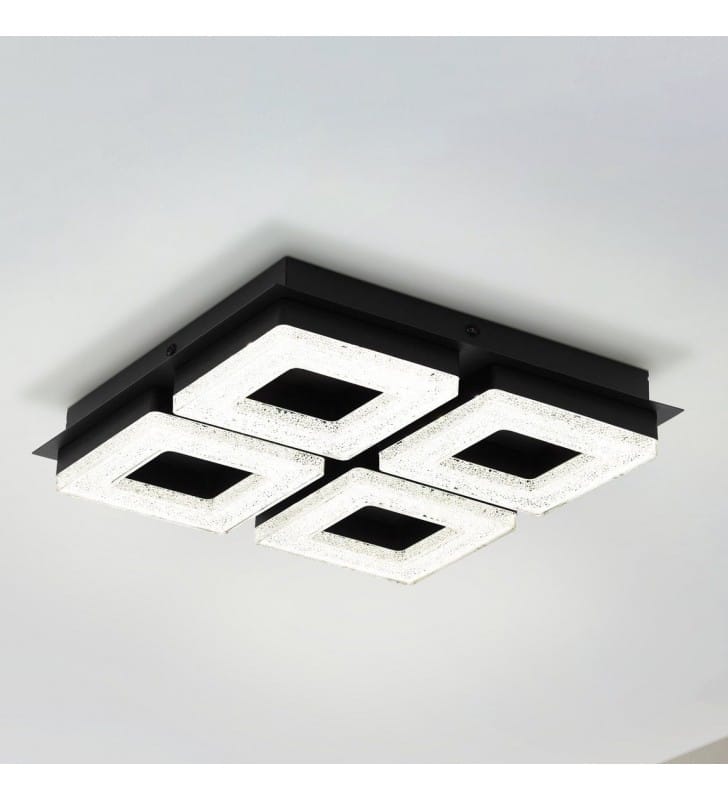 Czarny kwadratowy plafon do sypialni Fradelo1 LED 28cm 99326 Eglo