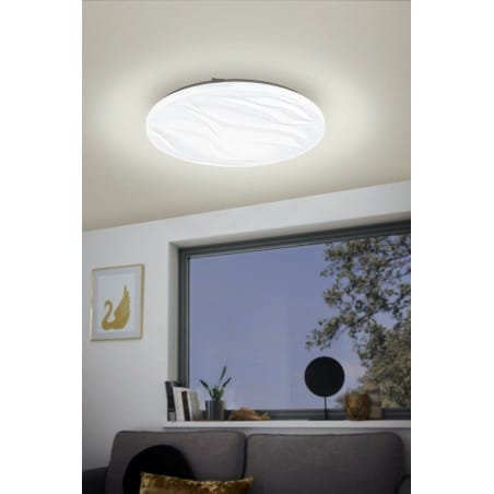 Benariba LED 3000K 44cm biały plafon sufitowy do kuchni klosz z dekorem
