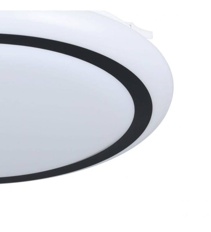 Biały plafon z czarnym wykończeniem Capasso LED 3000K 48cm okrągły z tworzywa