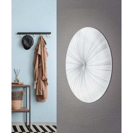 Plafon z tworzywa Nieves LED 41cm do sypialni okrągły ze srebrnym dekorem