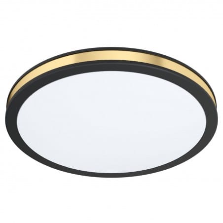 Czarno złoty nieduży okrągły plafon LEDowy Pescaito ciepła barwa światła