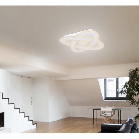 Biały plafon LEDowy na sufit z pilotem 50cm nowoczesny Lario