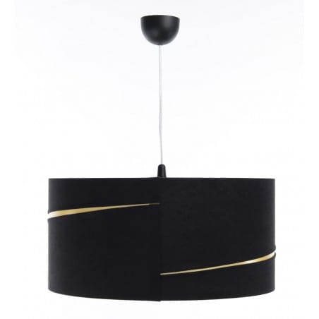 Lampa wisząca z abażurem Nicola czarna materiałowa welur do sypialni salonu nad stół- OD RĘKI