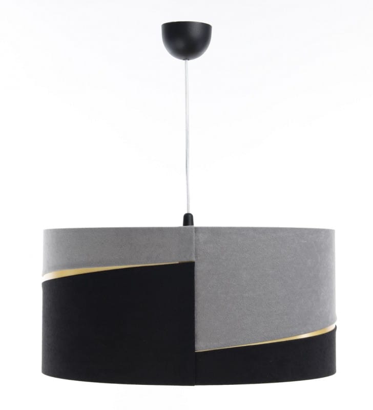 Lampa zwis Tommy abażur czarny szary złoty oświetlenie salonu sypialni stołu w jadalni