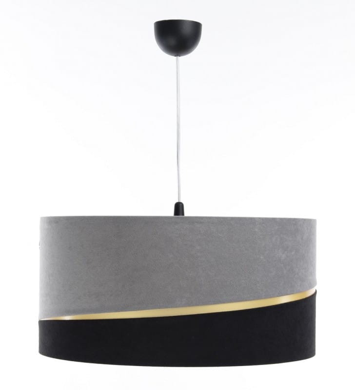 Lampa zwis Tommy abażur czarny szary złoty oświetlenie salonu sypialni stołu w jadalni