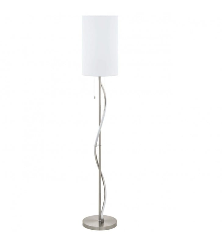 Biała lampa stojąca z abażurem z ledowym oświetleniem wokół podstawy 2 źródła światła Biała lampa stojąca z abażurem z ledowym oświetleniem wokół podstawy 2 źródła światła