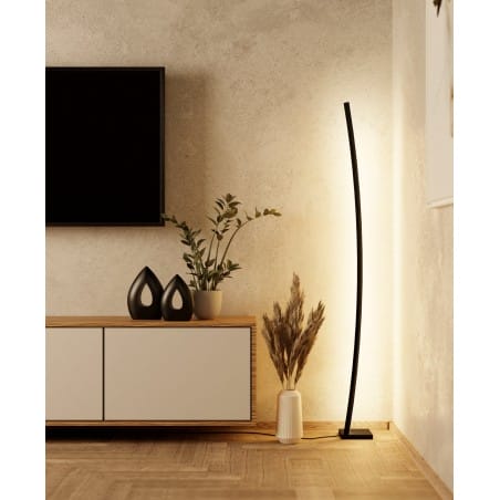 Minimalistyczna czarna lampa stojąca Picacha LED do salonu sypialni 99715 Eglo