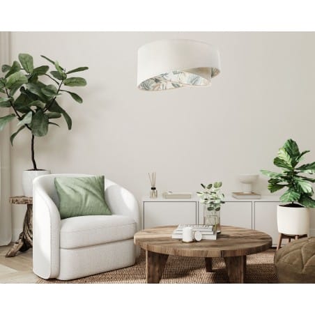 Kremowa skośna lampa wisząca Latifa boho wnętrze ze wzorem roślinnym do sypialni salonu oświetlenie stołu