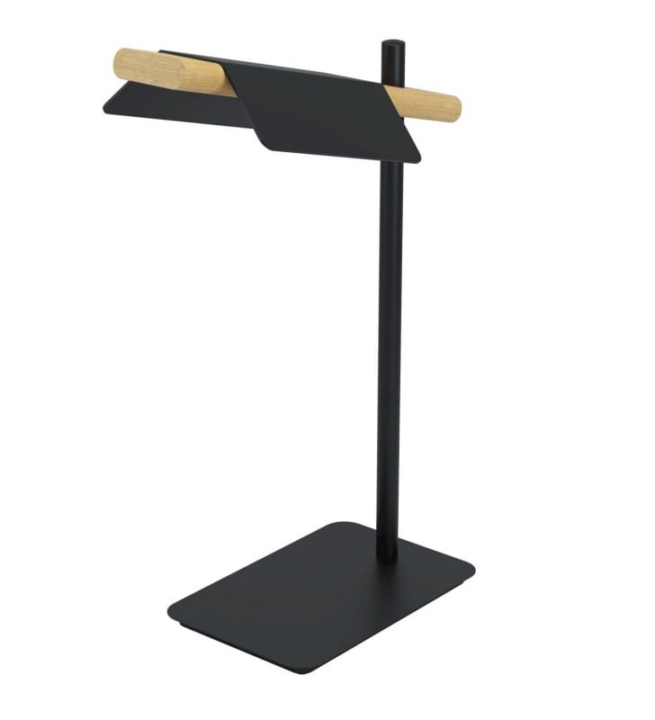 Nowoczesna lampa stołowa Ermua LED czarny metal drewno designerska