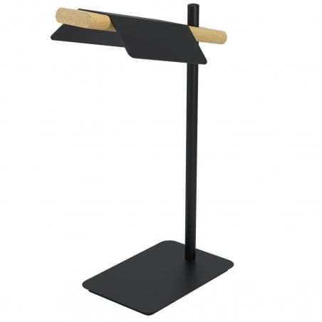 Nowoczesna lampa stołowa Ermua LED czarny metal drewno designerska