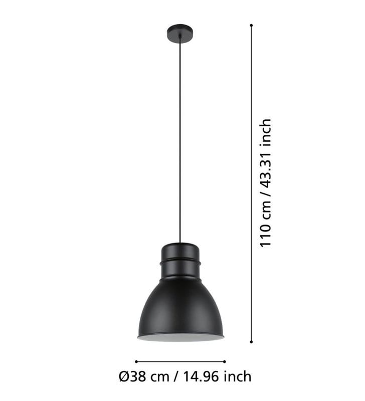 Lampa wisząca z metalu Ebury czarna 38cm do wnętrz loftowych i industrialnych