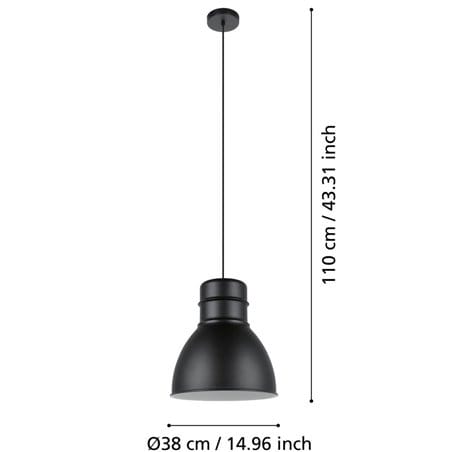 Lampa wisząca z metalu Ebury czarna 38cm do wnętrz loftowych i industrialnych