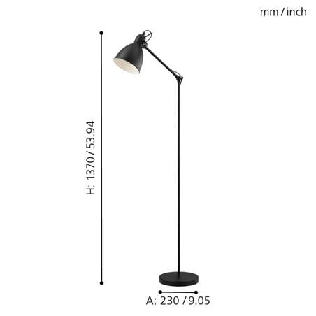 Czarna metalowa lampa podłogowa Priddy styl loftowy industrialny