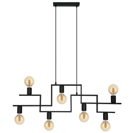 Nowoczesna loftowa lampa wisząca z metalu Fembard czarna geometryczna bez kloszy
