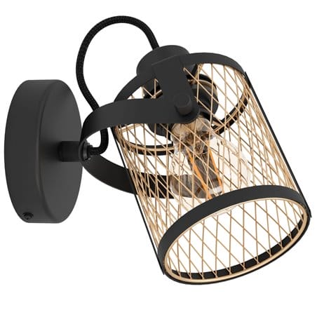 Industrialny lampa ścienna Dellow metal czarny mosiądz do kuchni sypialni salonu