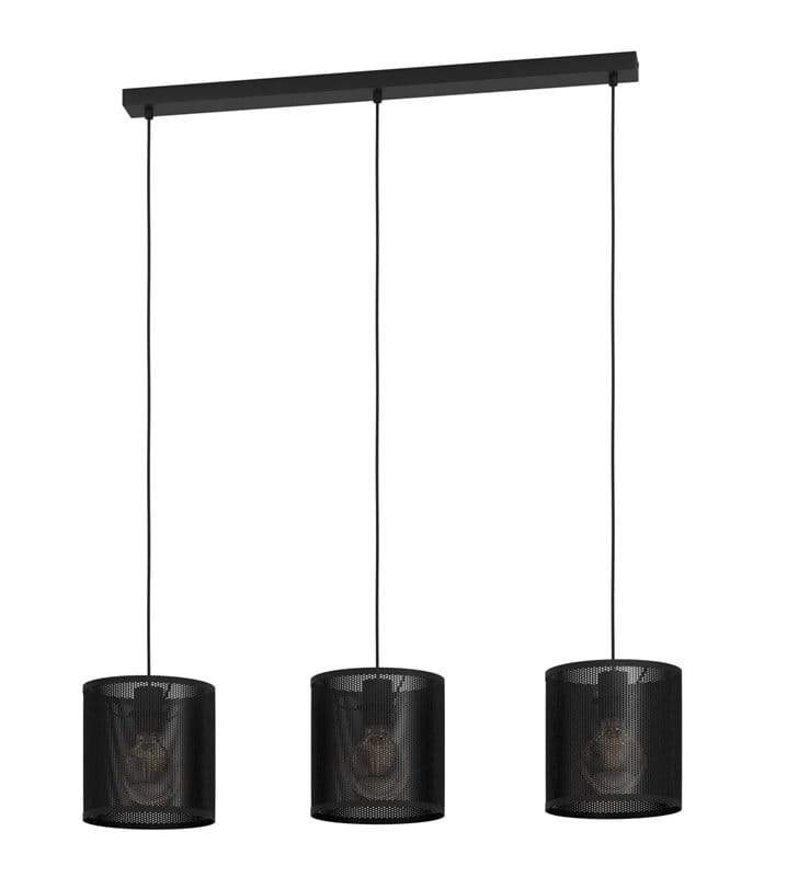 3 zwisowa lampa Manby oświetlenie stołu wyspy czarna metalowa industrialna 3xE27