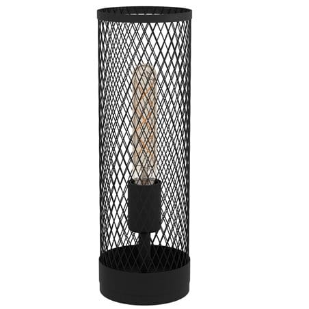 Lampa stołowa Redcliffe czarna tuba metalowa siatka styl loftowy industrialny