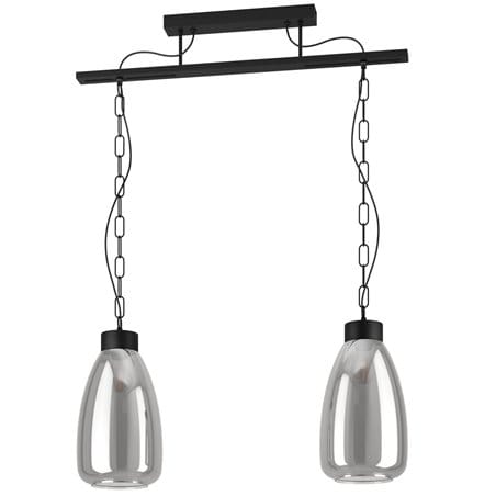 2 zwisowa industrialna lampa wisząca Brickfield szklane klosze łańcuch nad stół w jadalni do salonu kuchni