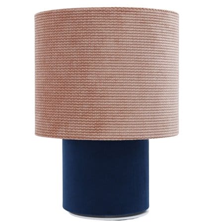 Brenda materiałowa granatowo różowa lampa nocna stołowa