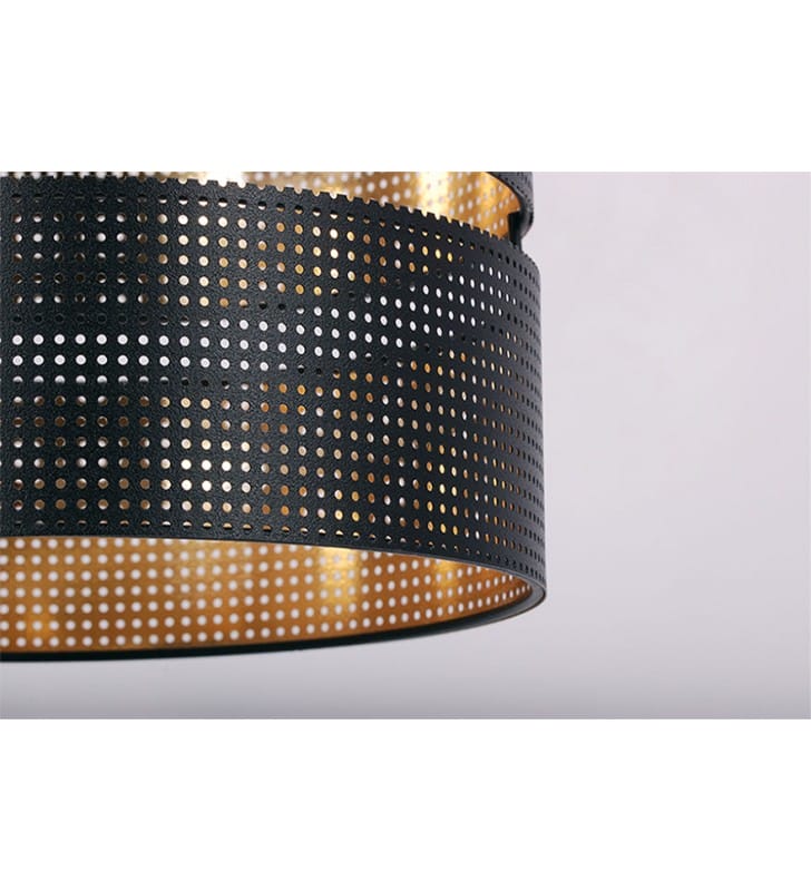 Lampa wisząca nad stół łóżko Zimbo czarna ze złotym środkiem abażur